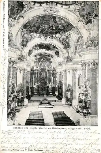 AK / Ansichtskarte Ottobeuren Inneres der Klosterkirche Fresken Altar Ottobeuren