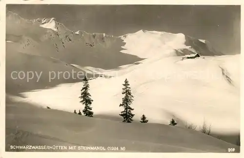AK / Ansichtskarte Hirschegg_Kleinwalsertal_Vorarlberg Schwarzwasserhuetten mit Steinmandl Gebirgspanorama im Winter Hirschegg_Kleinwalsertal