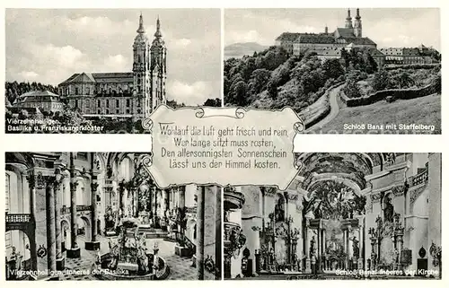 AK / Ansichtskarte Vierzehnheiligen Basilika Franziskanerkloster Innenansicht Schloss Banz mit Staffelberg Vierzehnheiligen