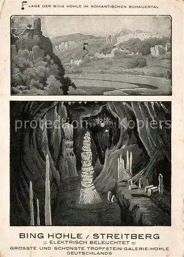 AK / Ansichtskarte Streitberg_Oberfranken Bing Hoehle Fraenkische Schweiz Tropfsteinhoehle Kuenstlerkarte Streitberg Oberfranken