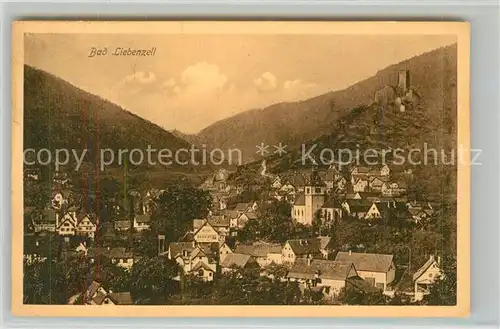 AK / Ansichtskarte Bad_Liebenzell Stadtbild mit Kirche und Burgruine Kurort im Schwarzwald Bad_Liebenzell