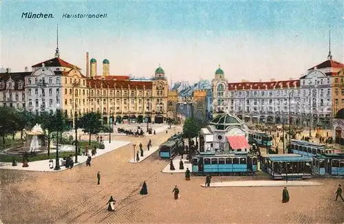 AK / Ansichtskarte Strassenbahn Muenchen Karlstorrondell  Strassenbahn