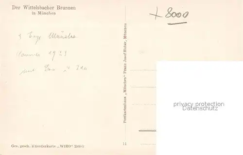 AK / Ansichtskarte Verlag_WIRO_Wiedemann_Nr. 2160 G Muenchen Wittelsbacher Brunnen  Verlag_WIRO_Wiedemann_Nr.