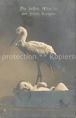 AK / Ansichtskarte Geburt Baby Storch Foto SLJFF Nr. 2607 Geburt