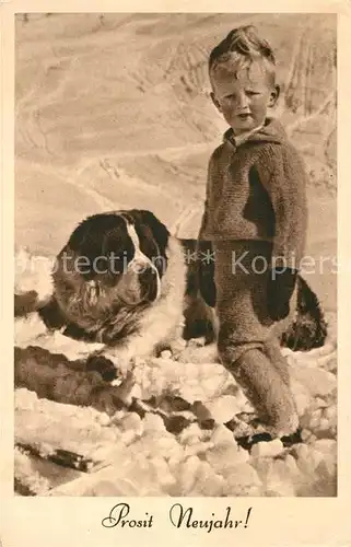 AK / Ansichtskarte Bernhardiner Kind Neujahr Tierschutzverein Wien  Bernhardiner