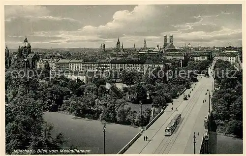 AK / Ansichtskarte Strassenbahn Muenchen Blick vom Maximilianeum Strassenbahn