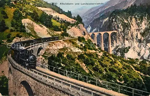 AK / Ansichtskarte Lokomotive Albulabahn Landwasserviadukt  Lokomotive