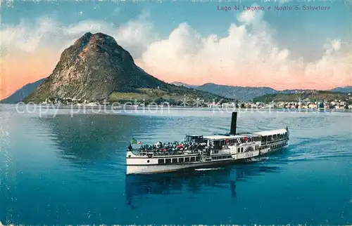 AK / Ansichtskarte Dampfer_Seitenrad Italia Lago di Lugano Monte S. Salvatore  Dampfer Seitenrad