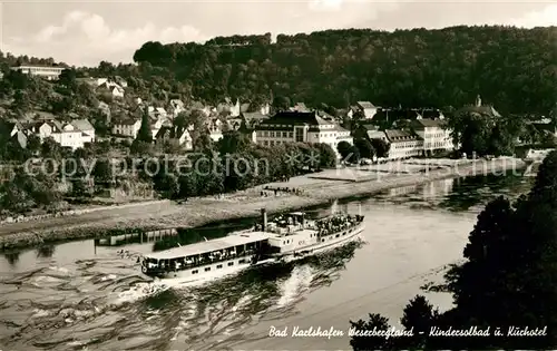 AK / Ansichtskarte Dampfer_Seitenrad Bad Karlshafen Kindersolbad Kurhotel Weserbergland  Dampfer Seitenrad