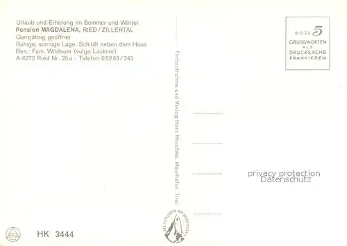 AK / Ansichtskarte Ried_Zillertal Pension Magdalena  Ried_Zillertal