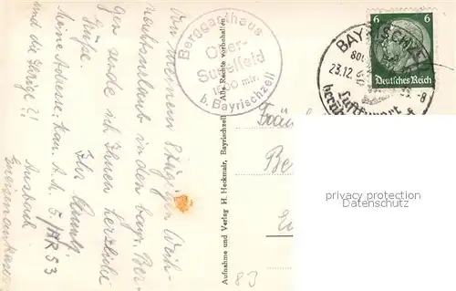 AK / Ansichtskarte Bayrischzell Partie im verschneiten Wald Ski Heil Spruch Bayrischzell