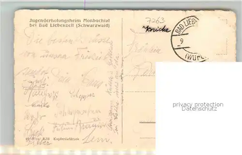AK / Ansichtskarte Bad_Liebenzell Jugenderholungsheim Monbachtal Schwarzwald Kupfertiefdruck Bad_Liebenzell