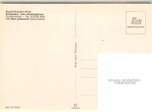 AK / Ansichtskarte Bad_Liebenzell Rudolf Kraemer Heim Blindenkurheim Blindenerholungsheim Bad_Liebenzell