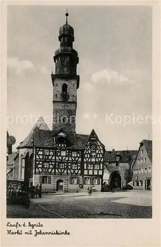 AK / Ansichtskarte Lauf_Pegnitz Markt mit Johanniskirche Lauf Pegnitz
