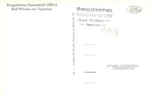 AK / Ansichtskarte Bad_Wiessee_Tegernsee Berggasthaus Sonnenbichl Bad_Wiessee_Tegernsee