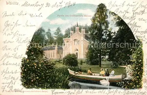 AK / Ansichtskarte Woerlitz Partie am Gothischen Haus Woerlitz