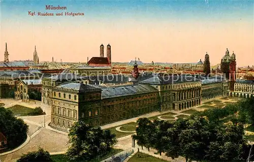 AK / Ansichtskarte Muenchen Kgl Residenz und Hofgarten Muenchen