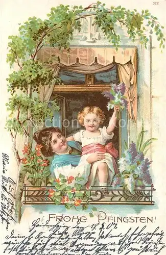 AK / Ansichtskarte Pfingsten_Pentecost_Pentecote Mutter Kind Blumen Litho  Pfingsten_Pentecost