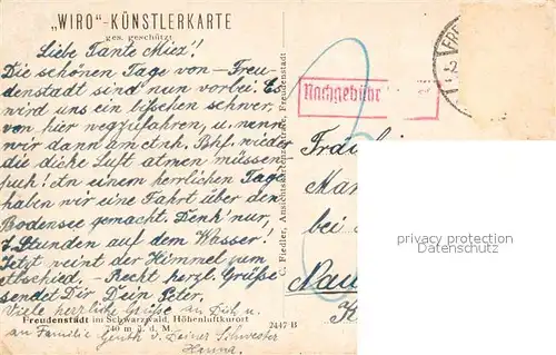 AK / Ansichtskarte Verlag_WIRO_Wiedemann_Nr. 2447 B Freudenstadt Schwarzwald Verlag_WIRO_Wiedemann_Nr.