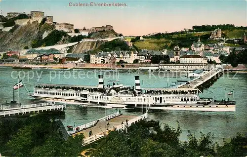 AK / Ansichtskarte Dampfer_Seitenrad Kaiserin Auguste Viktoria Koblenz Ehrenbreitstein Dampfer Seitenrad
