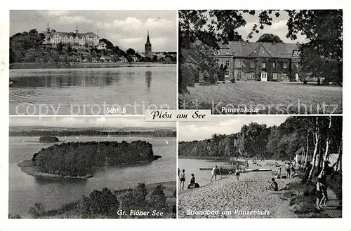 AK / Ansichtskarte Ploen_See Schloss Prinzenhaus See Strand Ploen_See