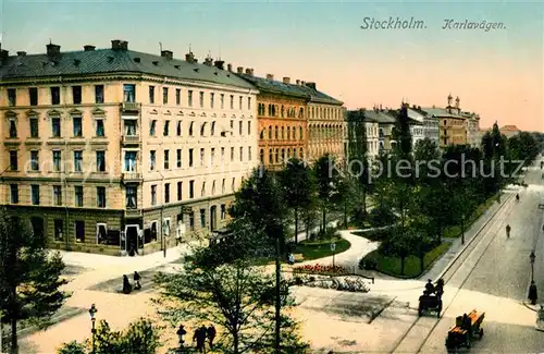 AK / Ansichtskarte Stockholm Karlavaegen Pferdekutsche Stockholm