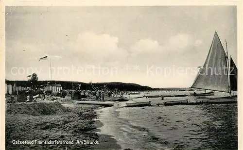 AK / Ansichtskarte Timmendorfer_Strand Strand Segelboot Timmendorfer_Strand
