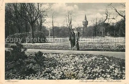 AK / Ansichtskarte Husum_Nordfriesland Stadtpark in Krokusbluete Husum_Nordfriesland