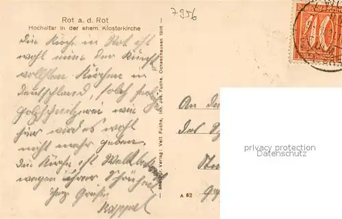 AK / Ansichtskarte Rot_Rot Klosterkirche Hochaltar Rot_Rot