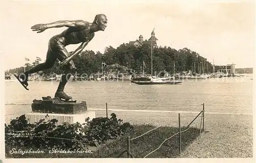 AK / Ansichtskarte Saltsjoebaden Denkmal Schlittschuhlaeufer Saltsjoebaden