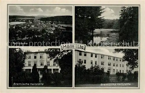 AK / Ansichtskarte Moelln_Lauenburg Grundloser Kolk Heilstaette Fliegeraufnahme Kirche Moelln_Lauenburg