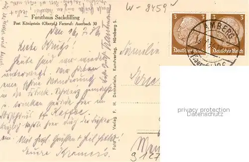 AK / Ansichtskarte Koenigstein_Oberpfalz Forsthaus Sackdilling Koenigstein_Oberpfalz