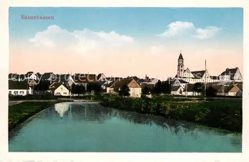 AK / Ansichtskarte Babenhausen_Schwaben Partie an der Iller Blick zur Kirche Babenhausen Schwaben