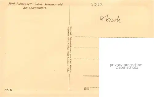 AK / Ansichtskarte Bad_Liebenzell Am Schillerplatz Zeichnung Kuenstlerkarte Nr 41 Bad_Liebenzell