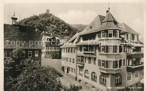AK / Ansichtskarte Bad_Liebenzell Hotel Lamm Blick zur Burg Kurort im Schwarzwald Bad_Liebenzell