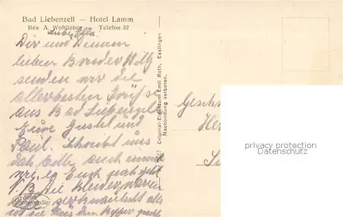 AK / Ansichtskarte Bad_Liebenzell Hotel Lamm Blick zur Burg Kurort im Schwarzwald Bad_Liebenzell