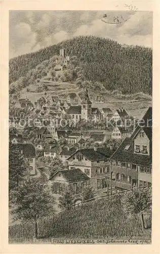 AK / Ansichtskarte Bad_Liebenzell Ansicht mit Kirche und Burg Kuenstlerkarte Bad_Liebenzell