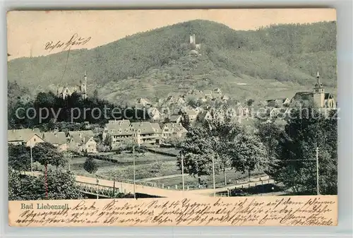 AK / Ansichtskarte Bad_Liebenzell Teilansicht mit Kirche Blick zur Burg Kurort im Schwarzwald Bad_Liebenzell