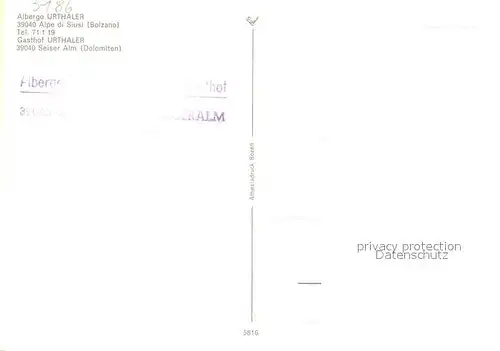 AK / Ansichtskarte Alpe_di_Siusi Albergo Urthaler Alpe_di_Siusi