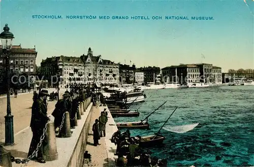 AK / Ansichtskarte Stockholm Norrstroem med Grand Hotell och National Museum Stockholm