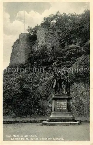 AK / Ansichtskarte Bad_Muenster_Stein_Ebernburg Ebernburg mit Huetten Sickingen Denkmal Bad_Muenster