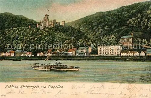 AK / Ansichtskarte Stolzenfels Schloss und Capellen Rheinpartie Stolzenfels