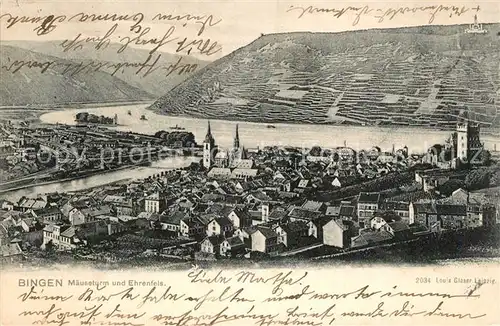 AK / Ansichtskarte Bingen_Rhein mit Maeuseturm und Ehrenfels Bingen Rhein