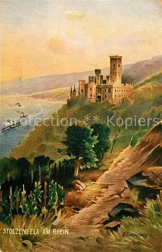 AK / Ansichtskarte Stolzenfels Rheinpartie Kuenstlerkarte Stolzenfels