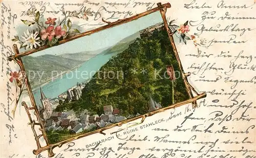 AK / Ansichtskarte Bacharach_Rhein Fliegeraufnahme mit Ruine Stahleck Bacharach Rhein