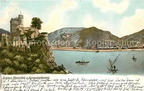 AK / Ansichtskarte Assmannshausen Schloss Rheinstein Rheinpartie Assmannshausen