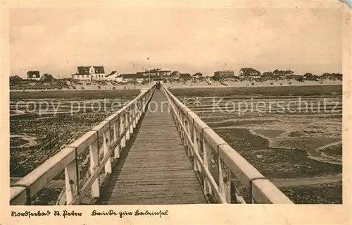 AK / Ansichtskarte St_Peter Ording Bruecke zur Badeinsel St_Peter Ording