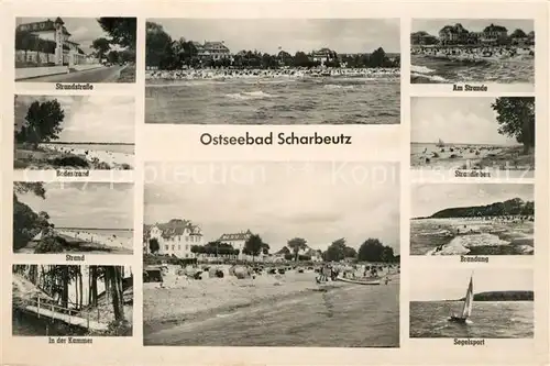 AK / Ansichtskarte Scharbeutz_Ostseebad Strandstrasse BAdestrand Kammer Segelsport Brandung  Scharbeutz_Ostseebad