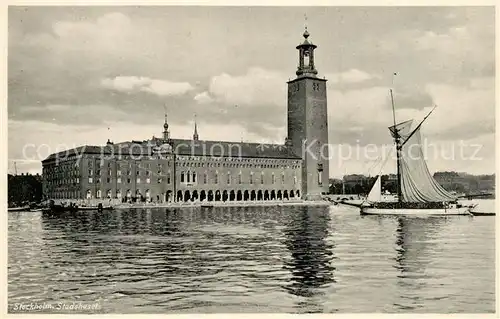 AK / Ansichtskarte Stockholm Stadshuset Segelboot Stockholm