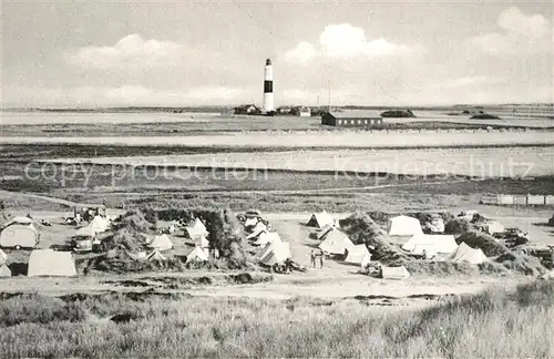 AK / Ansichtskarte Wenningstedt_Sylt Campingplatz und Leuchtturm Wenningstedt_Sylt